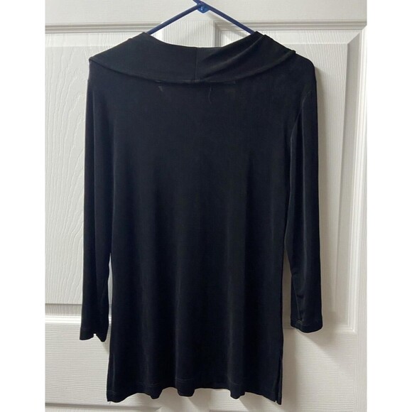 Coldwater Creek Knit Top Womens Small Black Long Sleeved Office Slinky Cowl Neck - Picture 4 of 7